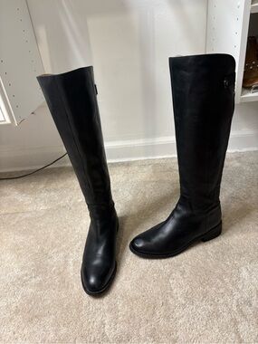 Franco Sarto Black Over-the-Knee Leather Riding Boots